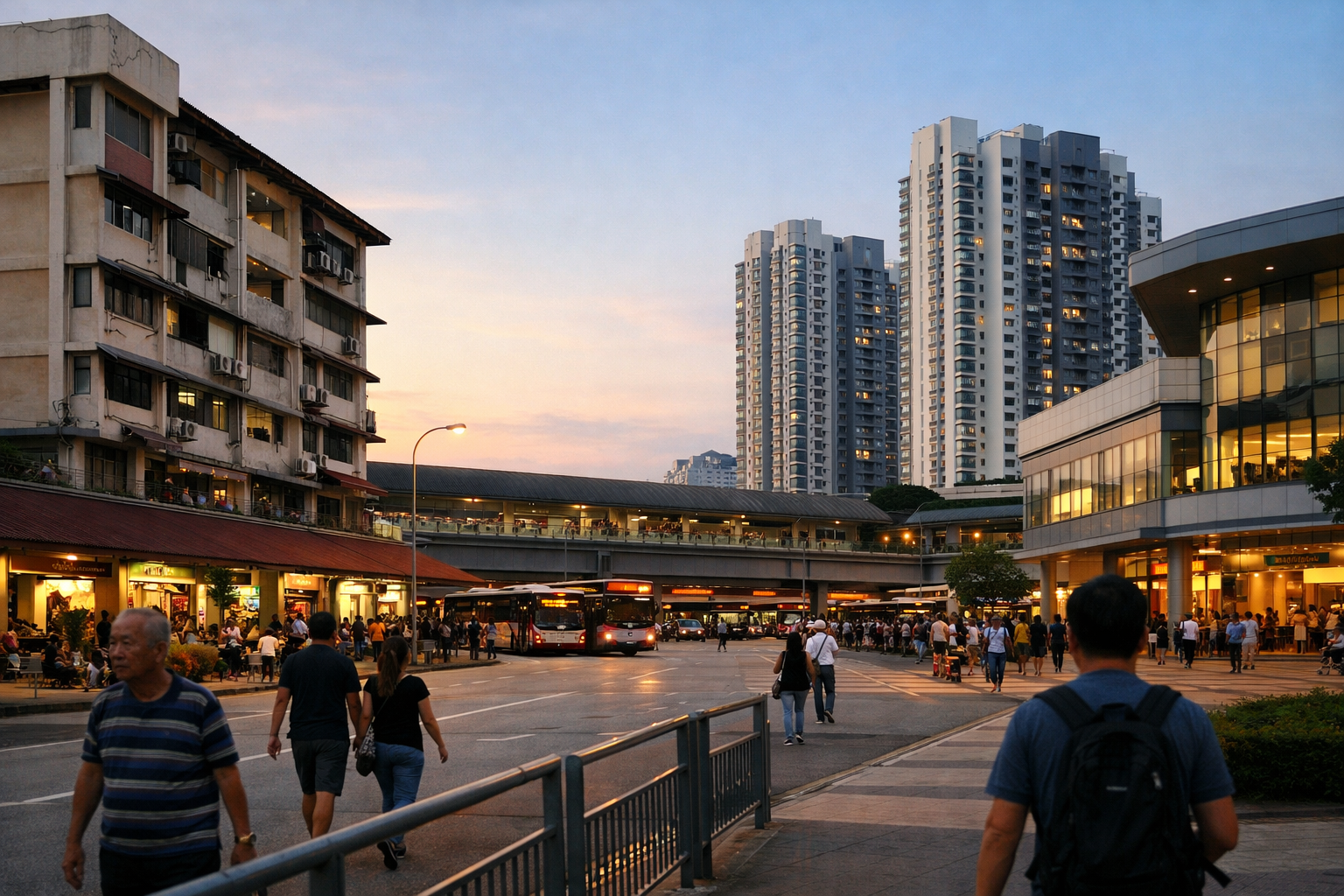 Yishun town centre near the MRT with mixed-use buildings and nearby housing